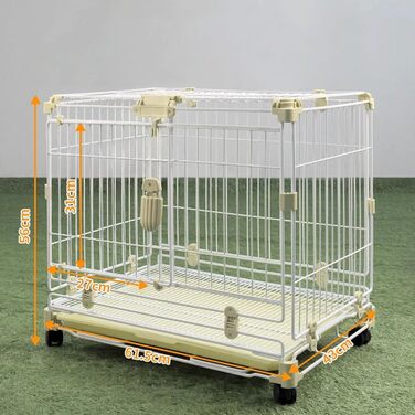 Транспортна переноска для собак, вольєр, переноска для тварин, складана, металевий каркас, 2-3 ярусна, з подвійними дверцятами, антизламна, з колесами та піддоном, легка у прибиранні (рожева, 76.5 x 48 x 61 см)