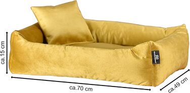 М'яке та зручне ліжко для собак Roé - ліжко-печеринка для маленьких собак, включає пакетики для збору відходів (M, гірчичний)