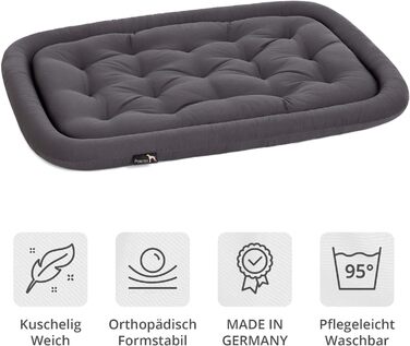Ортопедичний лежак для собак середніх порід, 90x60 см - Лежанка для собак, що миється до 95°C, без запаху, міцна, для використання в приміщенні та на вулиці, Made in Germany (L - 90x60 см, Антрацит)