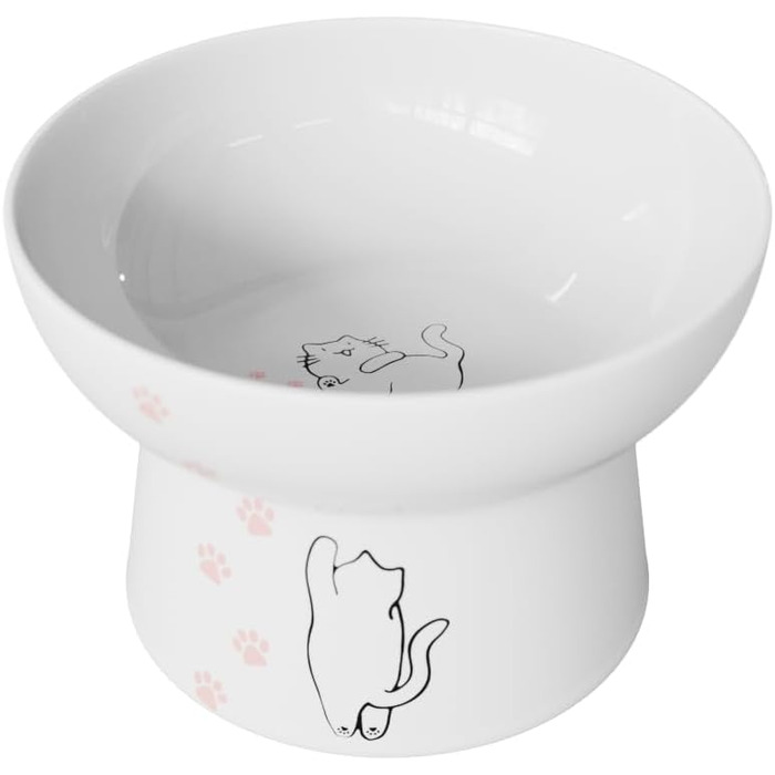 Підвищений годівниця для котів з порцеляни, антизворотний клапан, для вологого та сухого корму, безпечна та безстресова