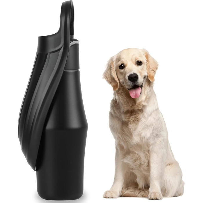 Водяна пляшка для собак на прогулянці - 750 мл, з нержавіючої сталі, подвійні стінки, вакуумна ізоляція, чорна, без витоку