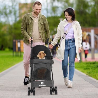 Дитяча коляска 3-в-1 для собак та котів, складана, 6 коліс, чорна