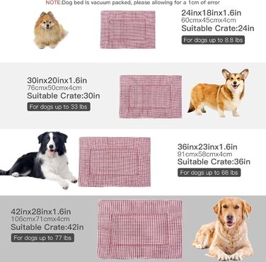 Ортопедичний лежак для собак BVAGSS, м'який килимок для собак, теплий лежак для собак маленьких, середніх та великих порід XH079 (60x45x4 см, рожевий)