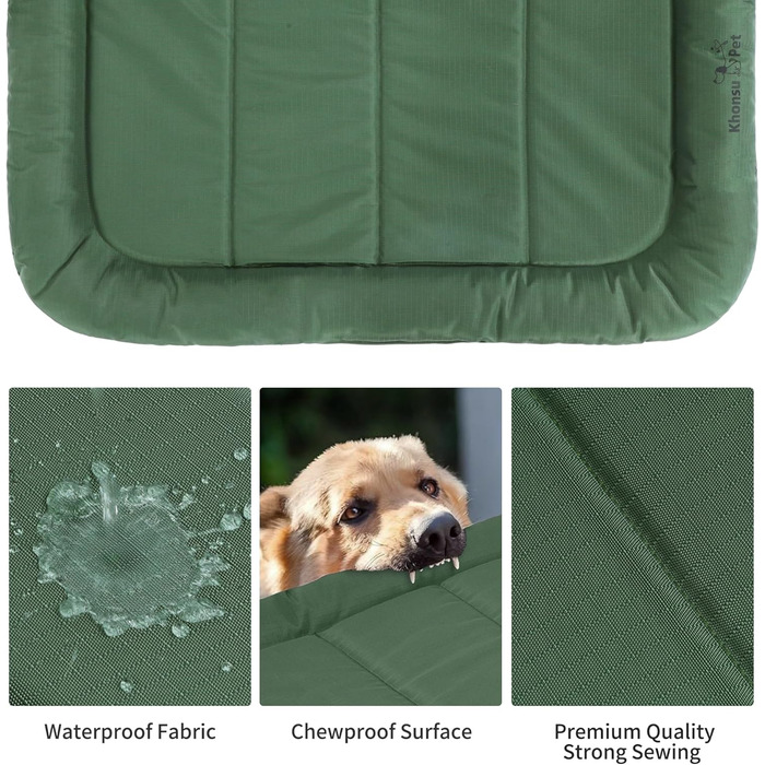 Килимок для собак Khonsu з роликом для шиї, водонепроникний, міцний, великий (до 27 кг), зелений