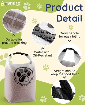Контейнер для корму для тварин на 25 порцій з 2 складеними мисками для подорожей – прозорий, з водонепроникним закриттям, зберігає сухий корм свіжим для кемпінгу