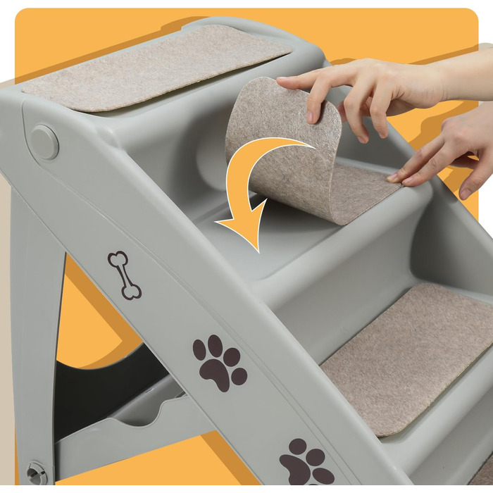 Сходинка для собак Vigevee: складана, 4 ступені, 48.5 см, до 75 кг, з антиковзним покриттям для собак та котів