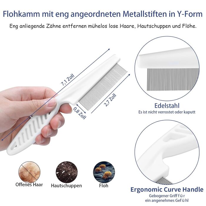 Набір для догляду за собаками (5 шт.) – щітка для вичісування линяючої шерсті (коротко- та довгошерсті). Синій колір.