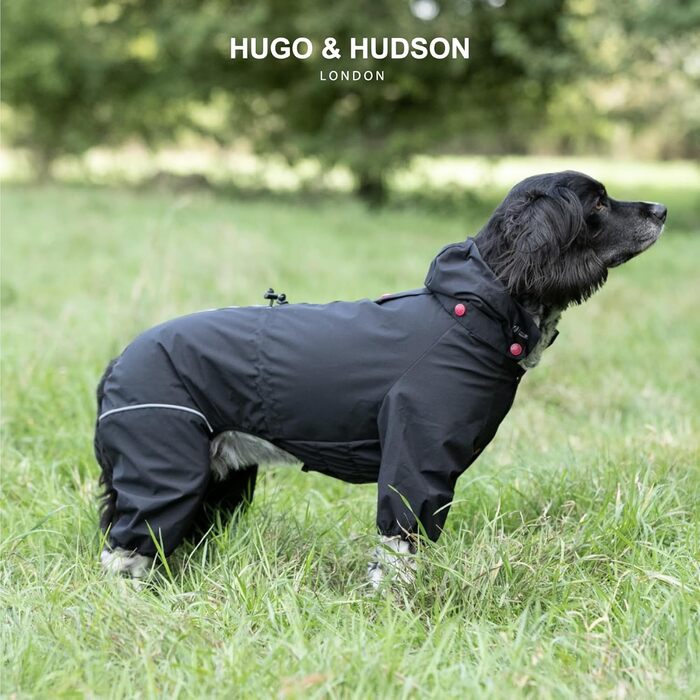 Відбиваюча куртка для собак Hugo & Hudson, капюшонний комбінезон, вітрозахисний зимовий одяг, помаранчевий (чорний, L55)