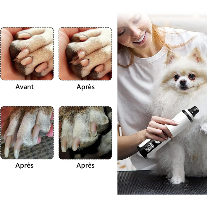 Електричний триммер для собак, котів та інших тварин з напилком, 2 LED-ліхтарики, 3 швидкості, безпечний