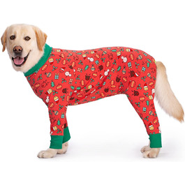 Комбінезон для собак великих порід BT Bear, захист суглобів, піжама для собак, теплий комбінезон для собак середніх та великих порід (5XL, червоний, на Новий Рік)