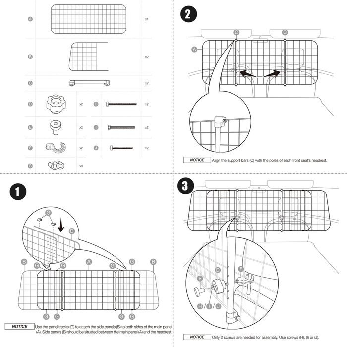 Сітка для собак у машину Herrselsam, перегородка в багажник, захист для собак, регульована ширина, з кріпленням на ремінь безпеки