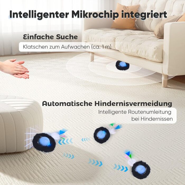 Іграшка для котів GoldenSun: м'ячик-дзиґа з інтерактивною активністю, килимок з мишками, приховане місце з 5 отворів, блакитний колір