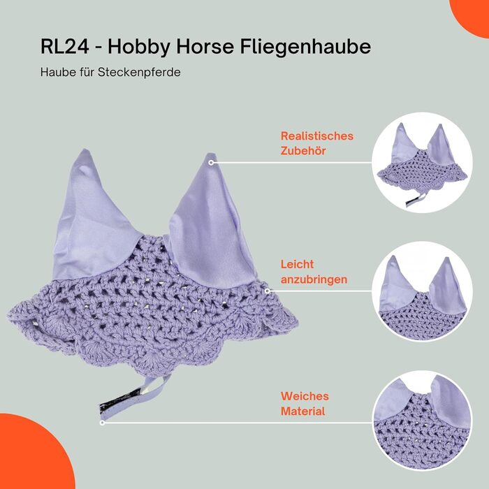 Набір аксесуарів для хобі-коня RL24 (6 предметів): вуздечка зі шнуром, ковдра та накидка від мух світло-бежевого кольору, вуздечка чорного кольору, багатокольоровий транспортний мішок для коня на палиці, аксесуари для коня на палиці (накидка від мух фіоле