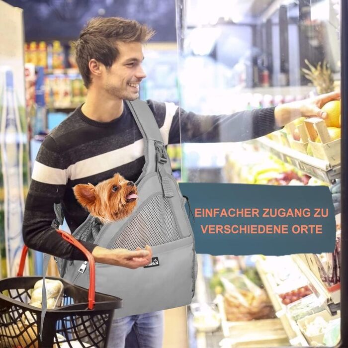 Транспортувальна сумка для собак Nasjac: зручна та легка переноска для цуценят та собак до 7 кг (сіра)