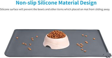 Силиконовий килимок для годування собак та котів AUDWUD, вологостійкий, антиковзний, 71x46 см, сірий