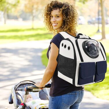 Рюкзак для кота PETCUTE, рюкзак-переноска для маленького кота/собаки, дихаючий, знімний килимок, складаний, Oxford-Tuch (білий)