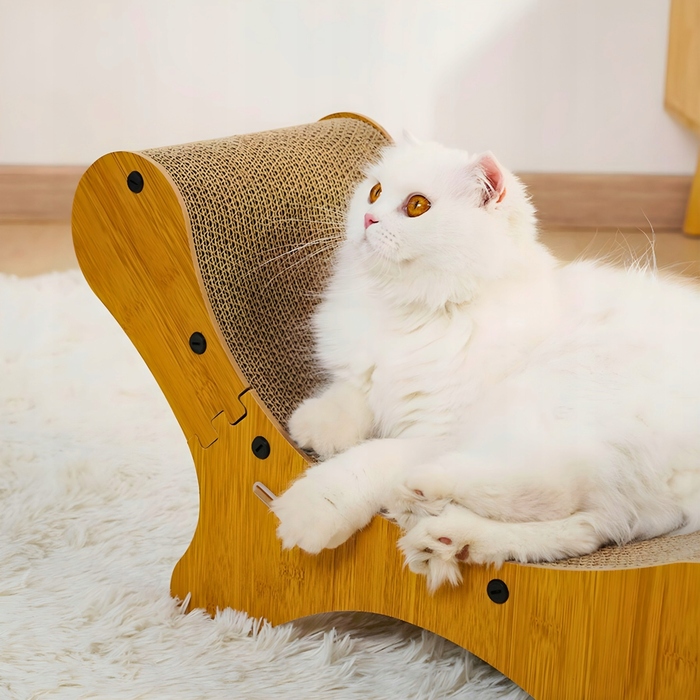 Низька картонна дряпалка для великих котів, коричнева, до 60 см