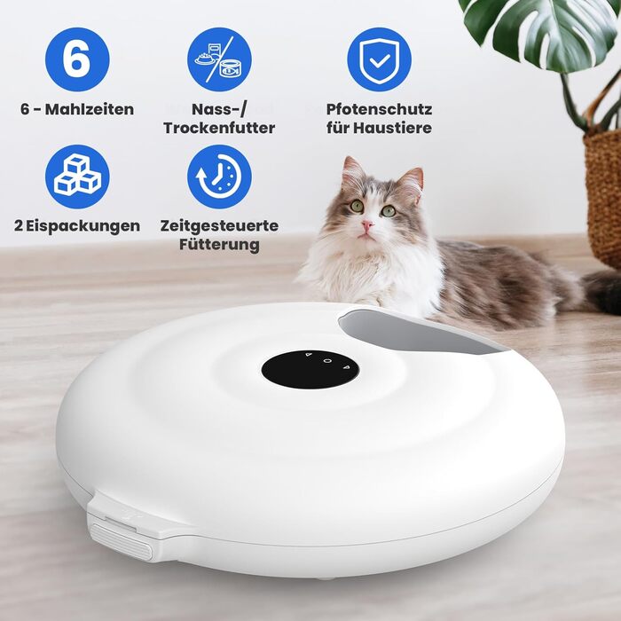 Автоматичний годівник для котів з вологим кормом, 6 прийомів, з таймером та WiFi, для сухого та вологого корму