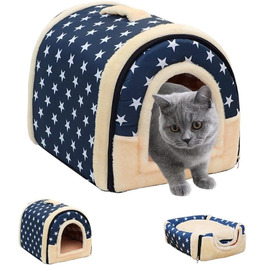 Кітня - будиночок для котів, ліжко-печера з м'яким плюшевим подушкою. Складаний будиночок для котів, кроликів, морських свинок, кошенят до 2.5 кг, 35x32x28 см