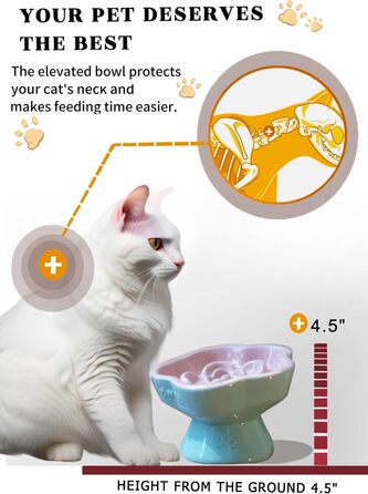 Миска для повільного годування домашніх тварин, керамічна, нахилена, для котів та маленьких собак, рожева