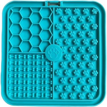 Килимок для собак та котів з присосками, повільний годівник для собак, лижучий килимок, зменшення тривоги, арахісове масло (блакитний, 15*15 см)