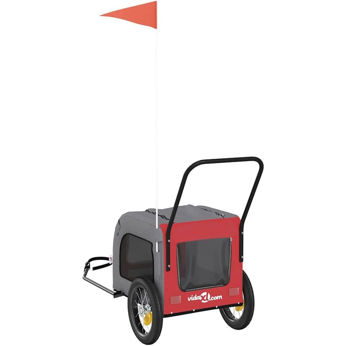 Причіп для тварин на велосипед, червоно-сірий, 124,5 x 63,5 x 53 см, для собак та котів