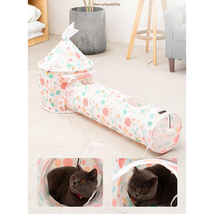 Ігровий тунель для котів та тварин, Pop-Up тунель, складаний, для дому (рожевий)