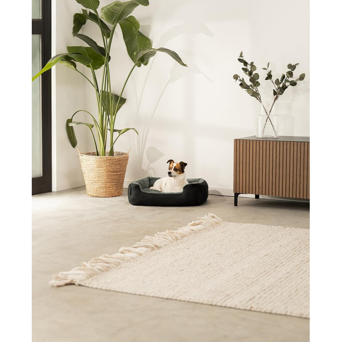 Килимок для собак Lionto з двостороннім подушкою та неслизьким дном, 60x48 см, чорний/сірий. Підходить для собак та котів будь-якого віку.