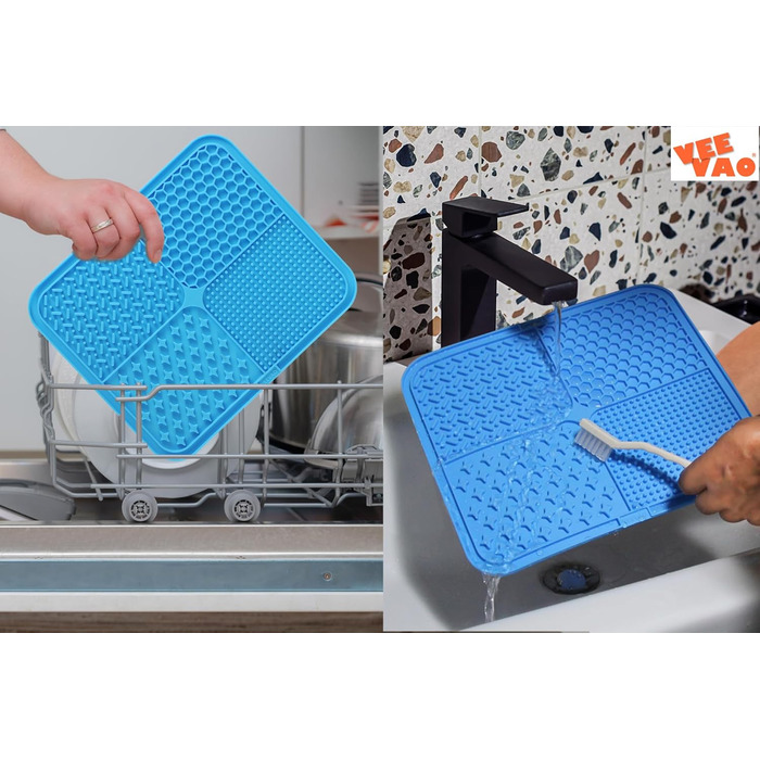 Килимок для собак великих порід VEEVAO XL, 30,5 x 25,4 см, силікон харчового класу, з присосками, для заспокоєння, блакитний