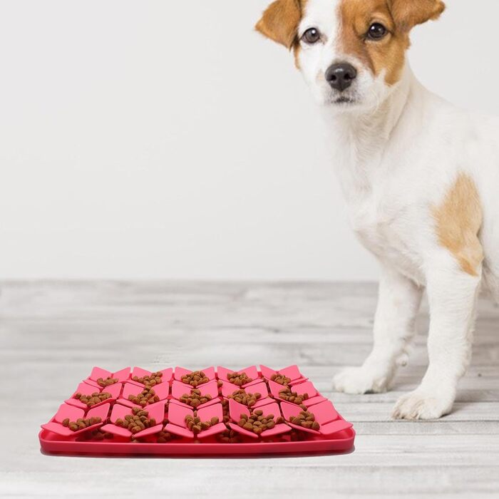 Килимок для котів та собак, силіконовий, повільне годування, проти нудьги, для корму та ласощів (Червоний)