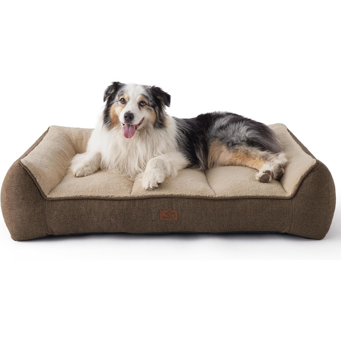 BEDSURE Лежанка для собак великих порід - 106x76 см, товста, з водонепроникним чохлом, антиковзаюча, з м'якого плюшу Sherpa, коричнева (106 x 76 x 24 см)