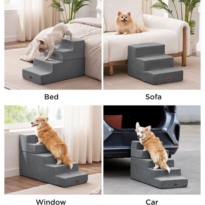Сходи для домашніх тварин Made4Pets, п'ятиступінчасті, складані, з відділенням для зберігання, для ліжка, дивану, для котів і маленьких собак, допоміжна драбинка для літніх тварин