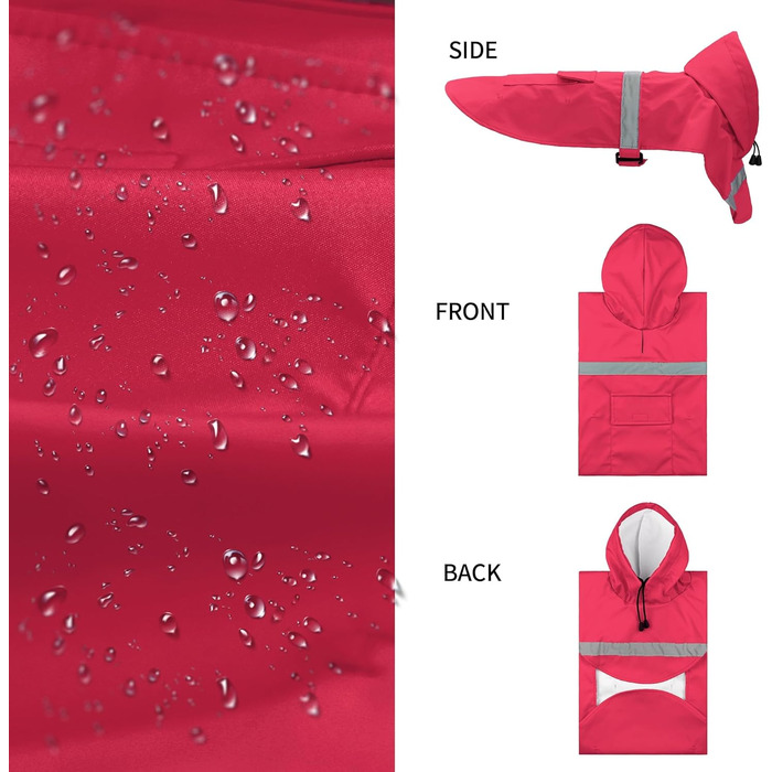 Дощовик для великих собак NACOCO, регульований, динозавр, водонепроникний, одяг, легка дощова куртка, пончо з капюшоном, смугастий, світловідбиваючий, синій (розмір M, синій динозавр)