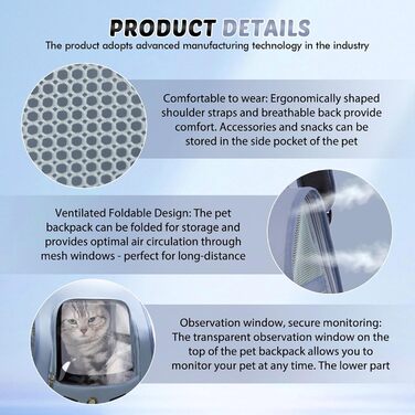 Рюкзак для собак і котів, дихаючий, для подорожей та прогулянок (до 10 кг)