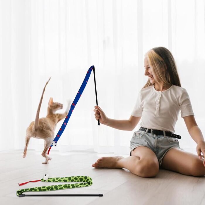 Іграшка для котів Andiker: плюшева котяча змія, 111.8 см, 2 шт. Інтерактивна іграшка для котів та кошенят, довга, легка