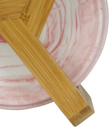 Миски для собак SP SEMPRE з кераміки з бамбуковими підставками, рожевий мармур (15,5 см)