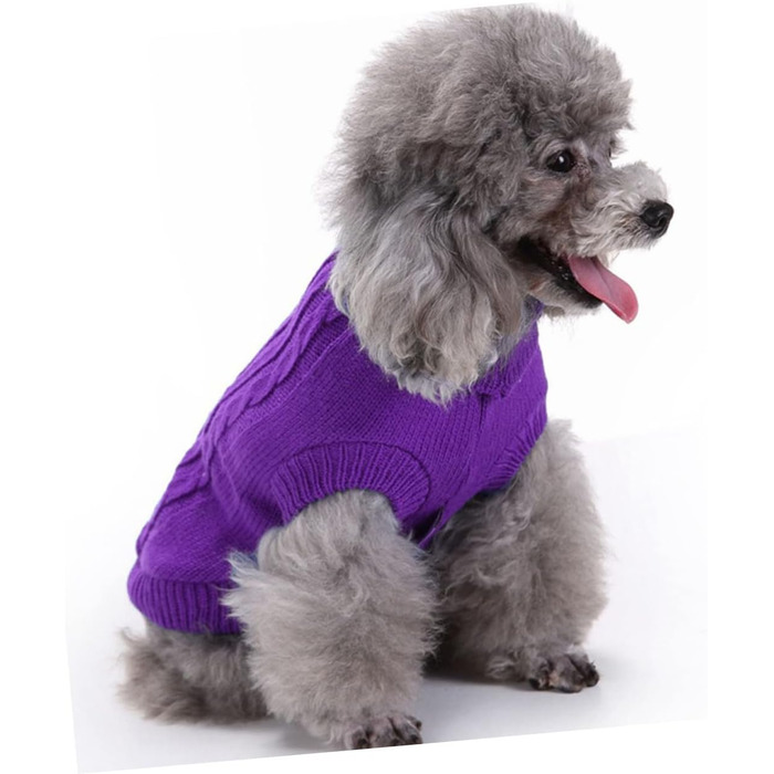 Пов'язка на голову для собак POPETPOP з акрилових волокон, милий дизайн, тепла, для зими, можна прати та використовувати повторно (XL, фіолетовий)