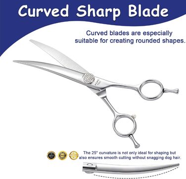 Професійна вигнута коса для грумінгу собак та котів, 440C сталь, 20.3 см