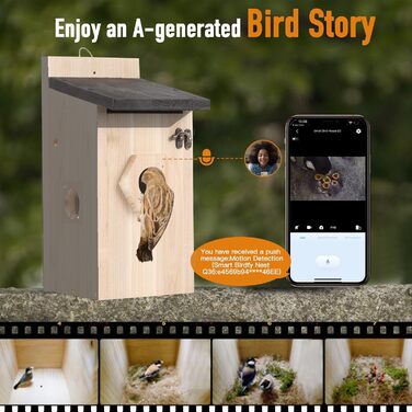 Будиночок для птахів з камерою 4MP HD, WiFi, водостійкий, нічне бачення, автоматичний запис, сповіщення в додатку, для спостереження за гніздуванням