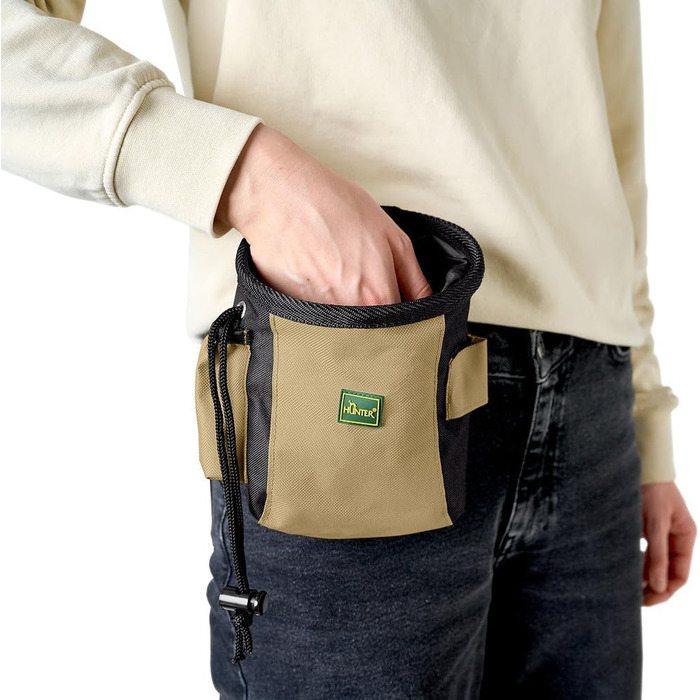 Сумка на пояс HUNTER Bugrino Standard, для тренувань та вигулу собак, чорно-бежева, велика (L)