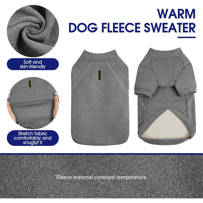 Теплий зимовий светр для собак з коміром, фліс, для дрібних порід (Чихуахуа, Цвергшпіц). Рожевий, сірий, розмір S, L