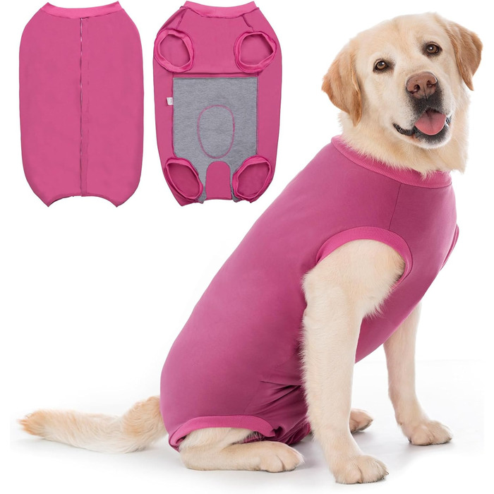 Післяопераційний боді для собак: захист від лизання та ран, для кастрації, різних розмірів (S, Рожевий)