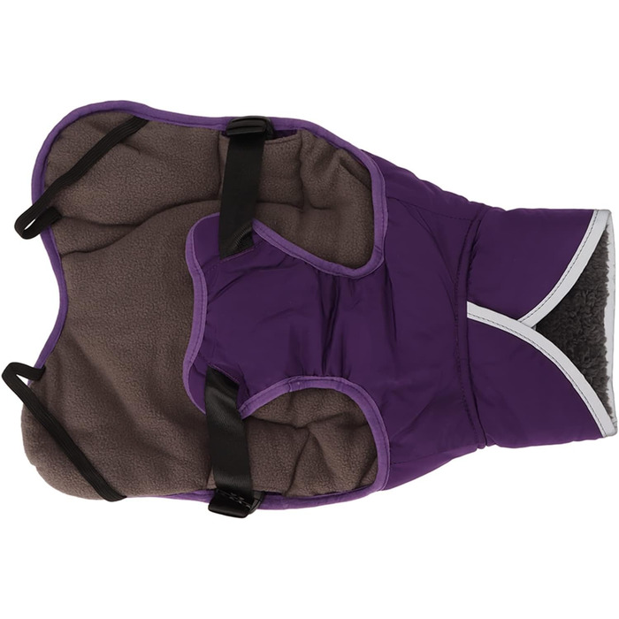 Зимова куртка для собак з світловідбиваючими елементами, регульована, тепла, з коміром-стійкою, для малих, середніх та великих собак (Чихуахуа, Доберман), колір: фіолетовий, розмір: L