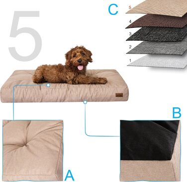 Ліжко для собак, прямоугольне, середнього розміру, 90 x 70 см, бежеве. Крісло-лежанка для собак, кошик, лежанка для тварин, собача будка, меблі для собак.