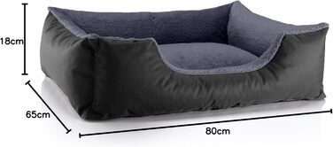 Ліжко для собак BedDog Teddy, зручне диван-ліжко з Cordura та мікрофібри, знімний бордюр, подушка для собак, квадратна форма, для дому та вулиці, розмір L, чорно-сірий, 80 x 65 x 18 см