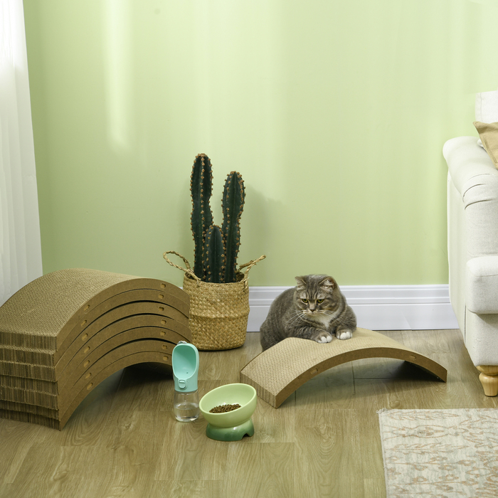 Кігтеточка PawHut Cat Board, 8 комплектів кігтеточок для вторинної переробки, гофрокартонні килимки для котячого біговела, кішки до 5 кг, 55 x 25.5 x 3 см, коричневий | Аосом