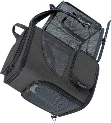 Рюкзак-переноска для котів RASTKY, складана переноска для тварин, міцна переноска для собак та малих тварин до 8 кг, ідеально підходить для візитів до ветеринара, прогулянок у парку, сірий (чорний)