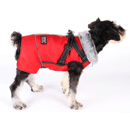 Зимові куртки для собак, жилети для собак з шлейкою, тепла куртка для собак, зимові куртки для собак для вітру та вологи, відбивачі, флісова зимова куртка для маленьких, середніх та великих собак (червоний, L) L червоний