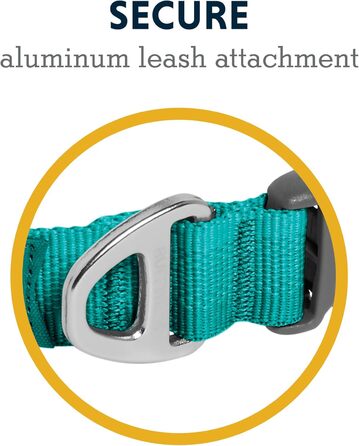 Нашийник для собак RUFFWEAR Front Range, міцний Tubelok, алюмінієва застібка, стильний, для щоденного використання, колір бірюзовий, розмір M (36-51 см)