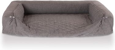 Ортопедичне собаче ліжко Knuffelwuff Yona M-L, 86 x 55 см, сіре - м'яке ліжко для собак великих, середніх та маленьких порід, миється